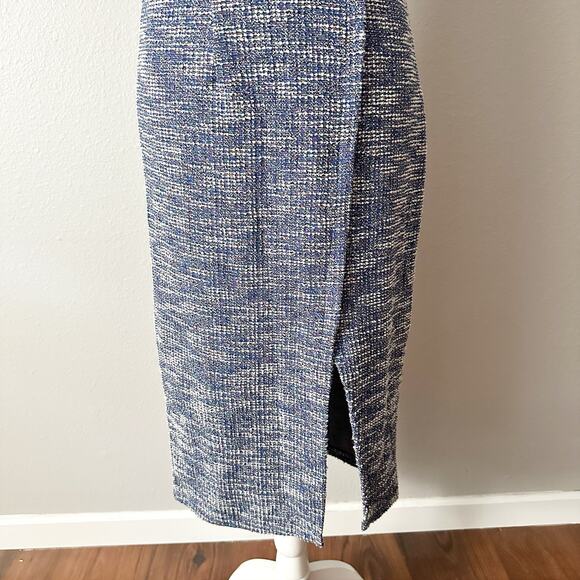 Jasambac Shimmer Tweed Bodycon Midi Dress Wrap Split Hem women’s Size Small - Picture 4 of 14
